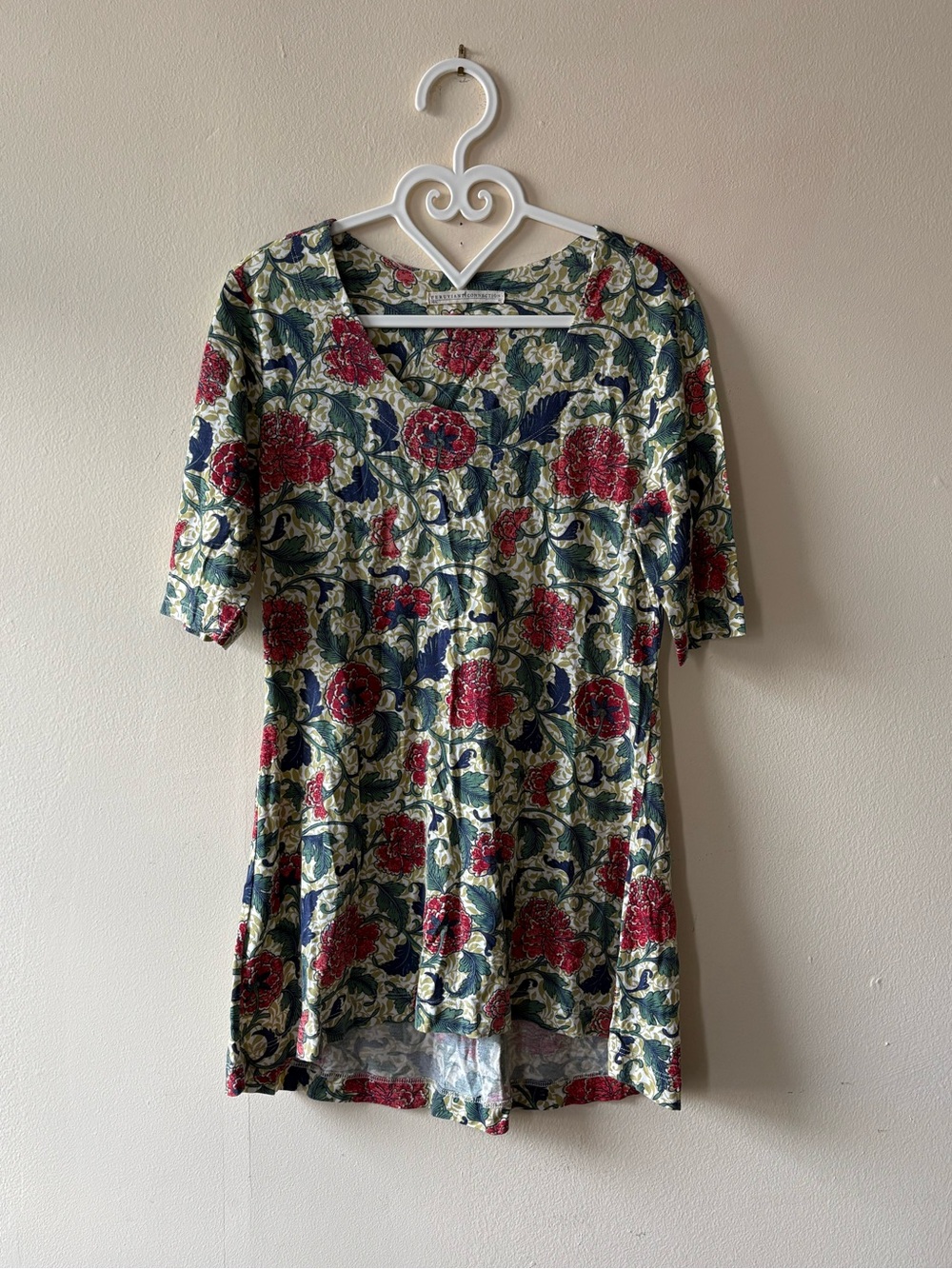 Peruvian Connection Floral Dress in Red & Green